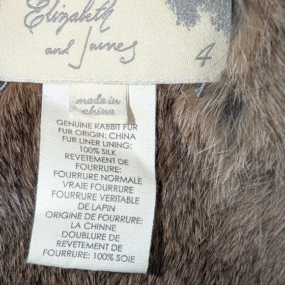 Elizabeth And James Real Fur VEST insert Only Size 4 With 100% Silk Lining - Picture 8 of 12